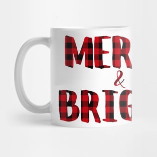 Merry and bright Buffalo Plaid Checkered Christmas Holiday Mug